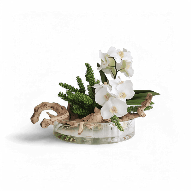16" Heritage Vase Orchids and Wood White