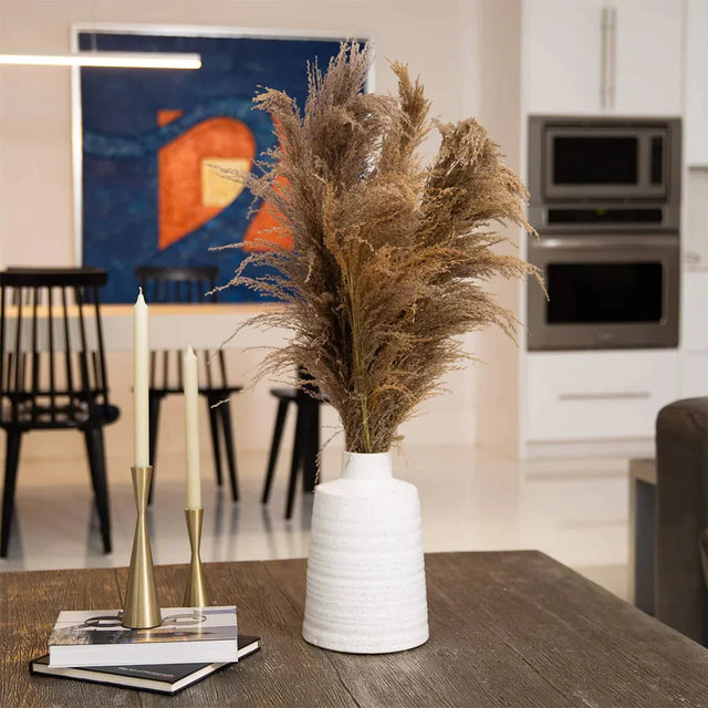 30" Desert Whisper - Dried Natural Pampas in Ceramic Vase
