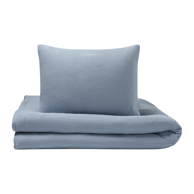 Gauze 3 Piece Crib Set in Pouch Blue