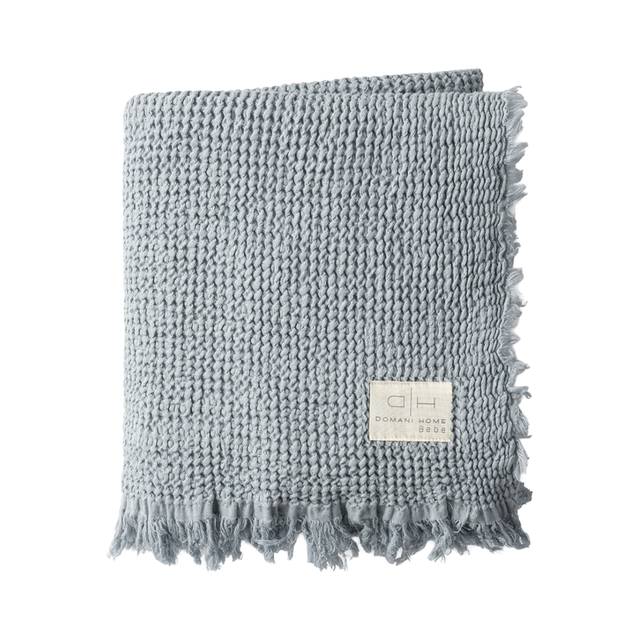 Waffle Muslin Baby Blanket Blue
