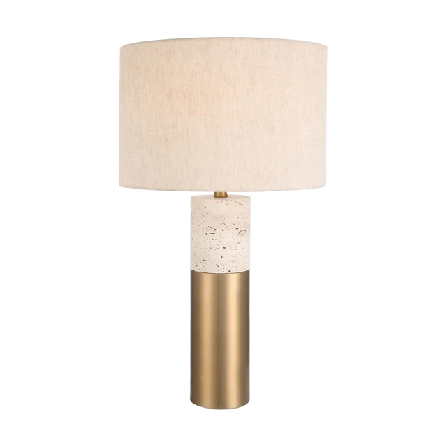Bravertine Table Lamp Gold & Travertine