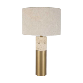 Bravertine Table Lamp Gold & Travertine