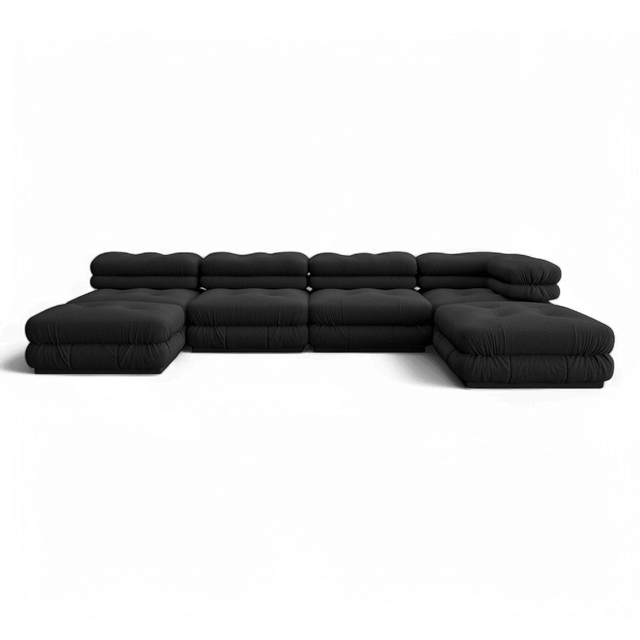 Cloud Sectional Sofa Black Boucle | Modani x The Kooples Limited Edition