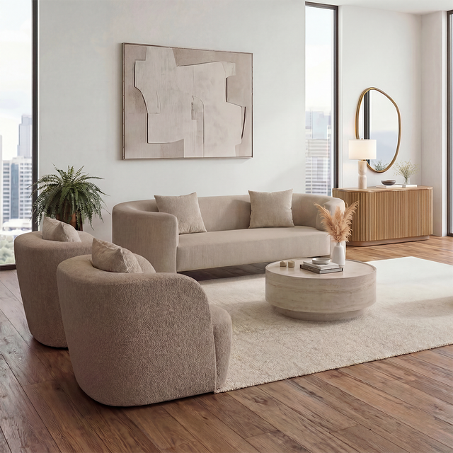 Elora 3 Seater Sofa Greige Boucle