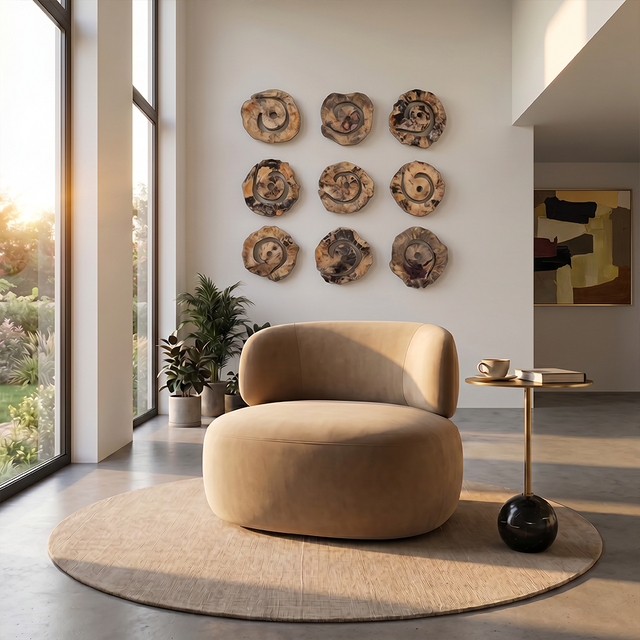 Lilo Swivel Lounge Chair Beige Velvet