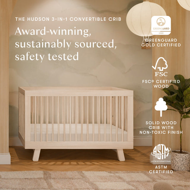 Hudson 3-in-1 Convertible Crib with Toddler Bed Conversion Kit