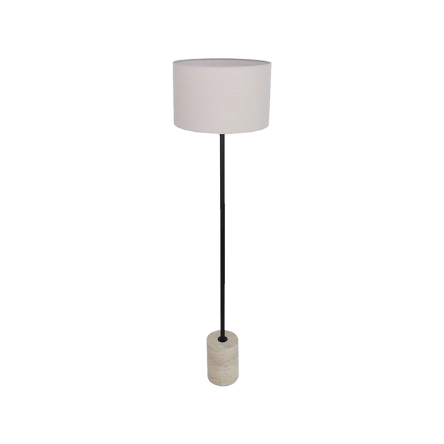 Maria Floor Lamp Black & Travertine