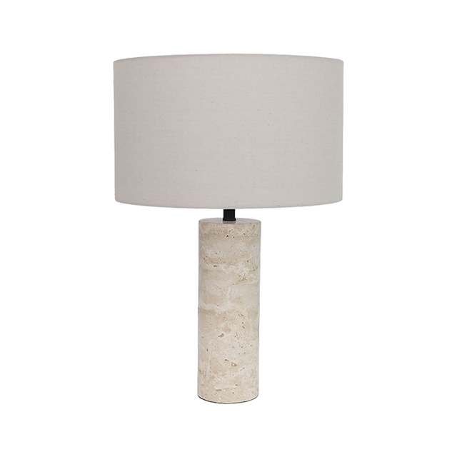 Maria Table Lamp Black & Travertine