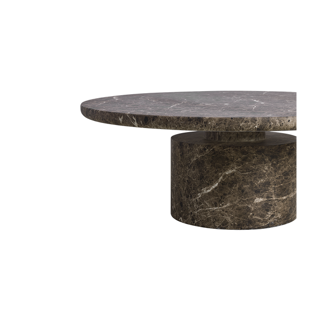 Monaco Round Coffee Table Brown Marble