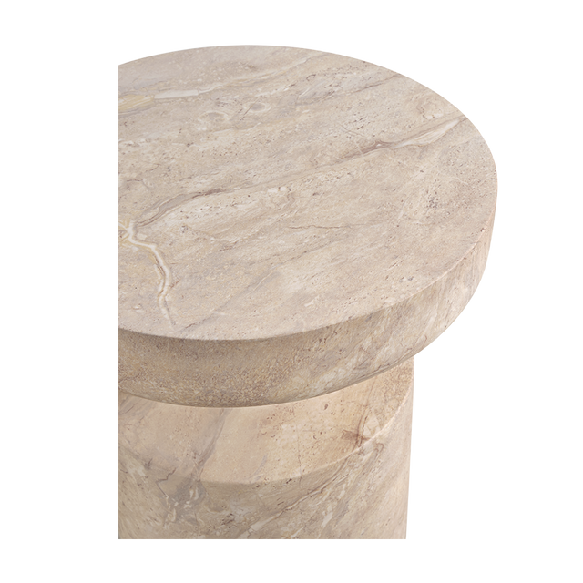 Monaco Round Side Table Beige Marble