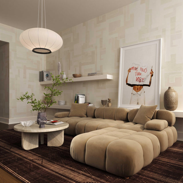 Solace Camel Velvet Modular Ottoman