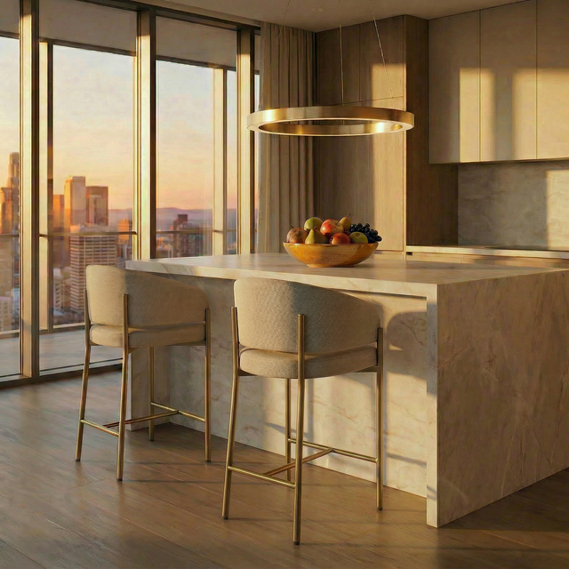 Oxford Counter Stool Mocha & Brass Frame