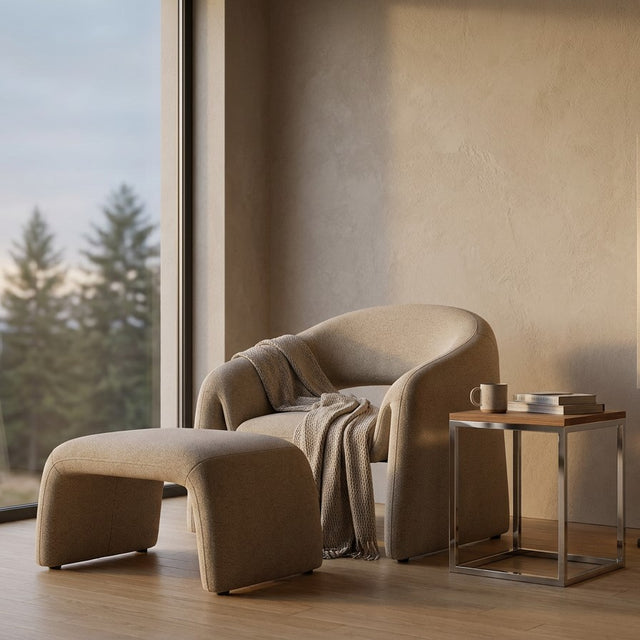 Nora Lounge Chair Light Mocha w/ Ottoman