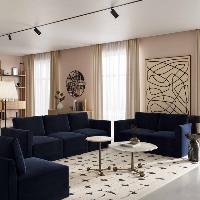 Valerio Velvet Modular Sofa Navy