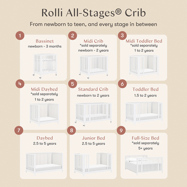 Rolli 9-in-1 Convertible All-Stages Crib