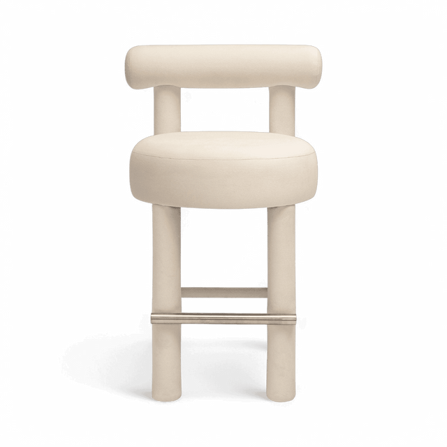Arch Off White Velvet Counter Stool