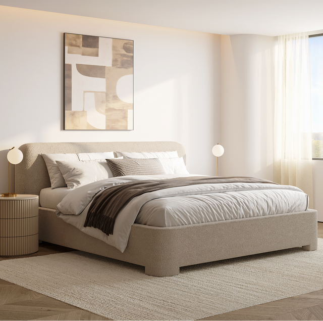 Elora Bed Greige Boucle