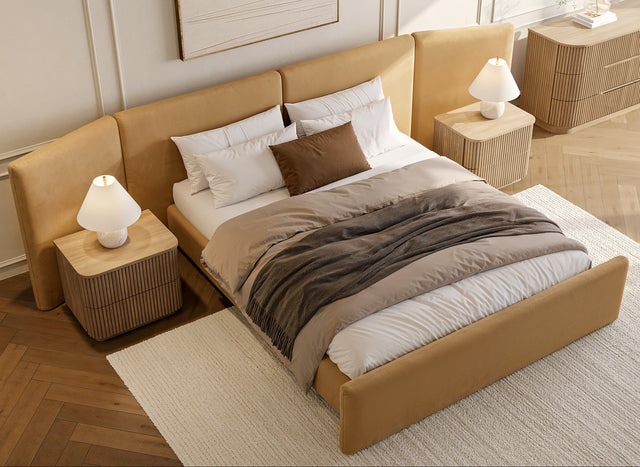 Apogee Bed Camel Velvet