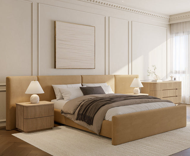 Apogee Bed Camel Velvet