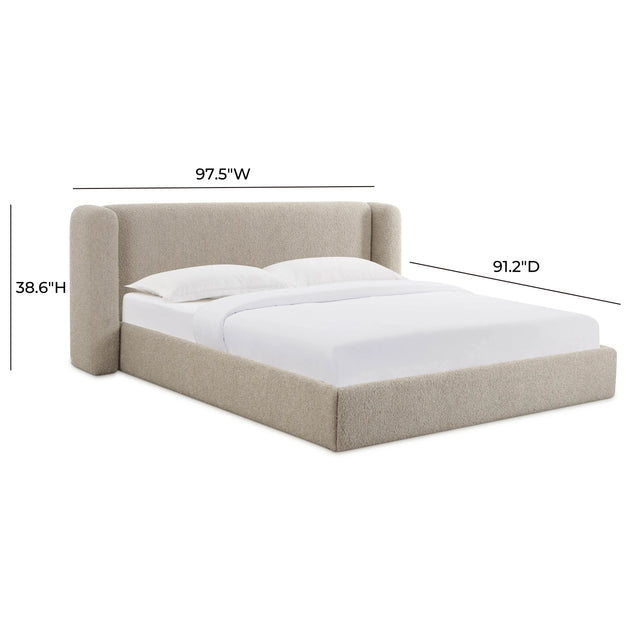 Vienna Tan Boucle King Bed