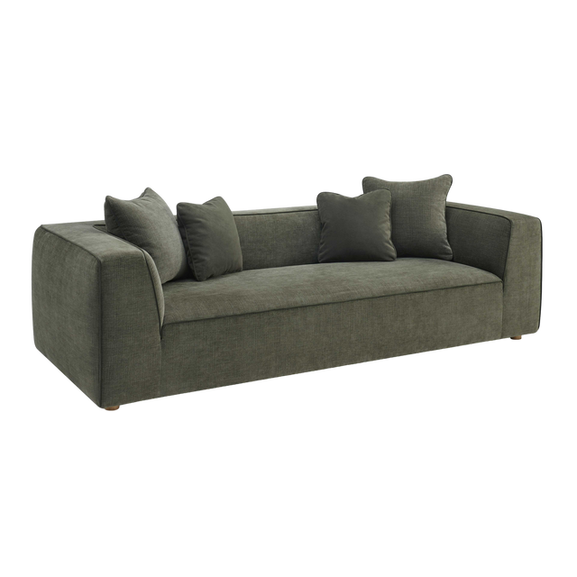 Vallora Olive Green Upcycled Basketweave Sofa