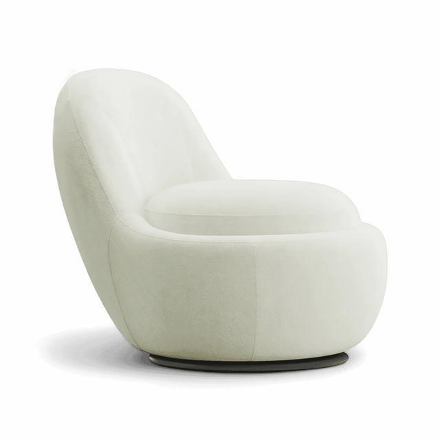 Boba Swivel Lounge Chair White Boucle