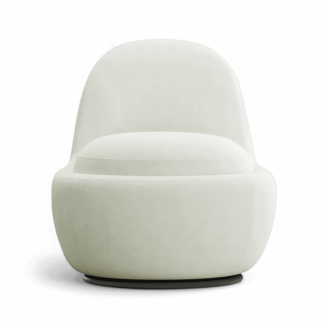 Boba Swivel Lounge Chair White Boucle