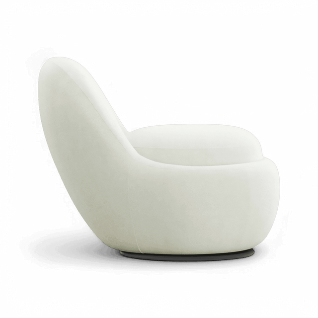 Boba Swivel Lounge Chair White Boucle