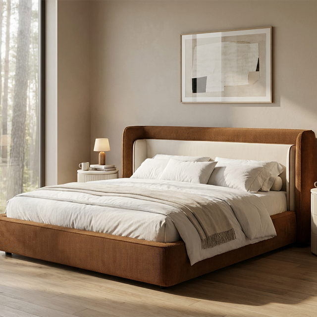 Como Bed Cognac & Off White