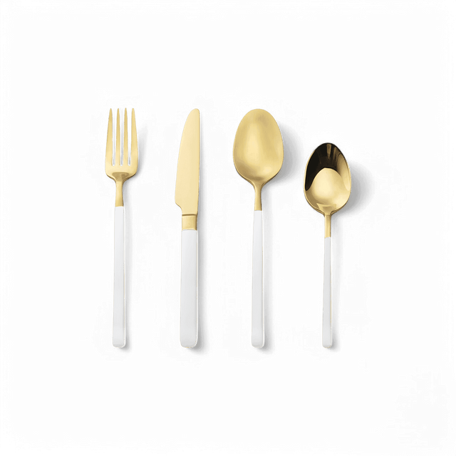 Dolomiti White and Gold Silverware Set