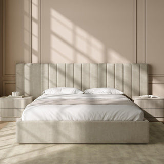 Rune King Bed Beige Velvet