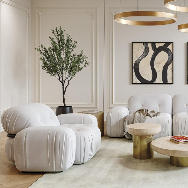 Rune Lounge Chair Off White Velvet