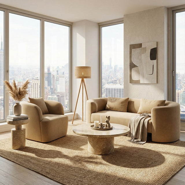 Elora 3 Seater Sofa Camel Velvet