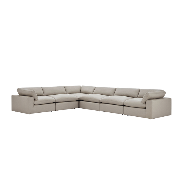 Bloom Leather Extended Sectional Modular Sofa Mocha