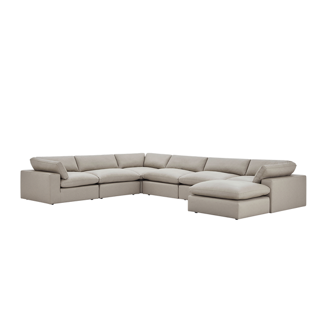 Bloom Leather Extended Sectional Modular Sofa & Ottoman Mocha
