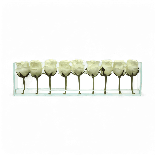24" Roses with Flush Vase White