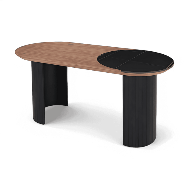 Jude Office Desk Walnut & Black