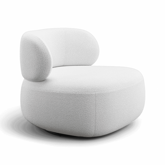Lilo Swivel Lounge Chair White Boucle
