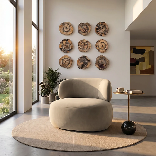 Lilo Swivel Lounge Chair Beige Velvet
