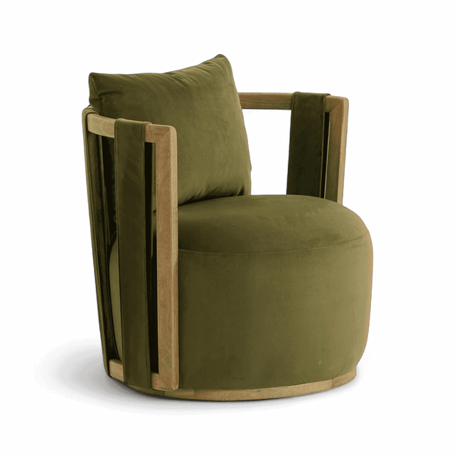 Equinox Green Velvet Swivel Chair