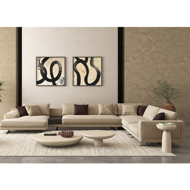 Maestro Sectional Sofa Beige Velvet