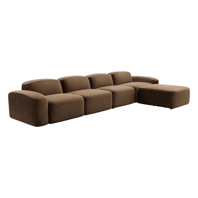 Brunello Large Sectional Sofa Brown Velvet