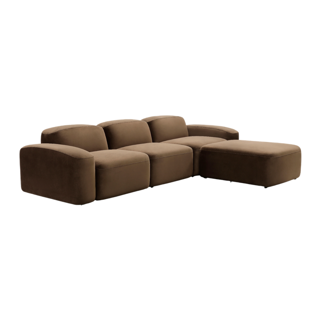 Brunello Sectional Sofa Brown Velvet