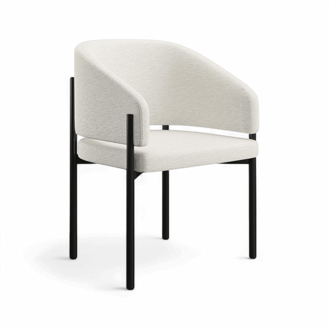 Oxford Dining Chair Off White & Black Frame