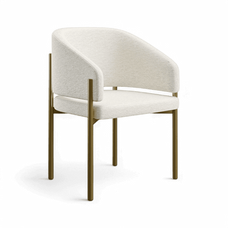 Oxford Dining Chair Off White & Brass Frame