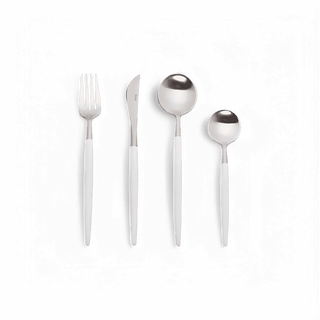 Paradiso White and Silver Silverware Set
