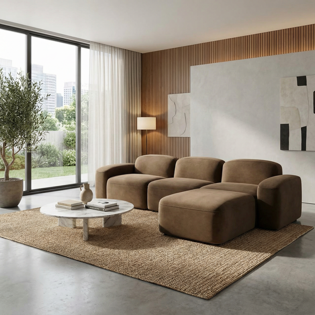 Brunello Sectional Sofa Brown Velvet