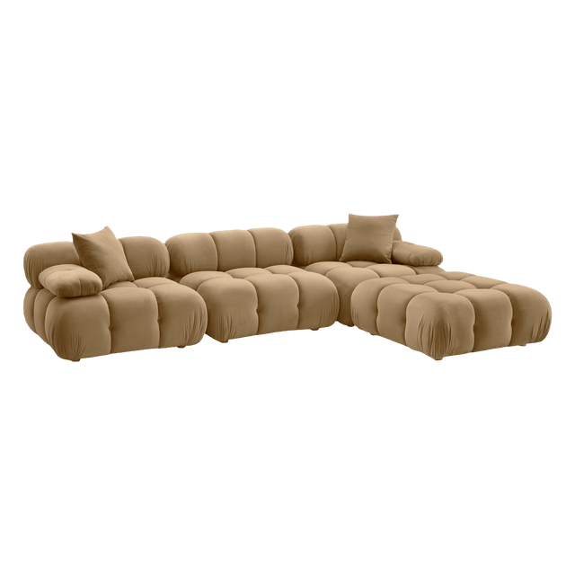 Solace Camel Velvet 4-piece Modular Sectional