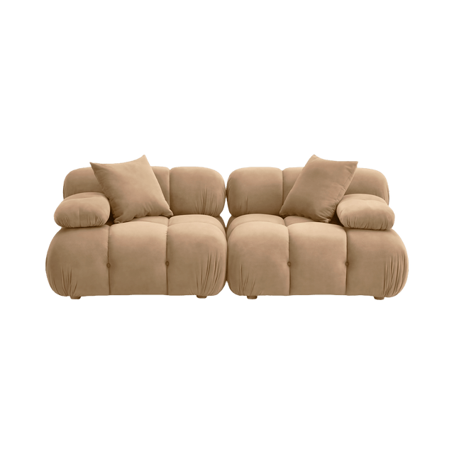 Solace Camel Velvet Modular Loveseat