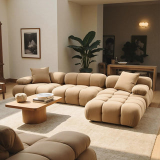 Solace Camel Velvet 4-piece Modular Sectional